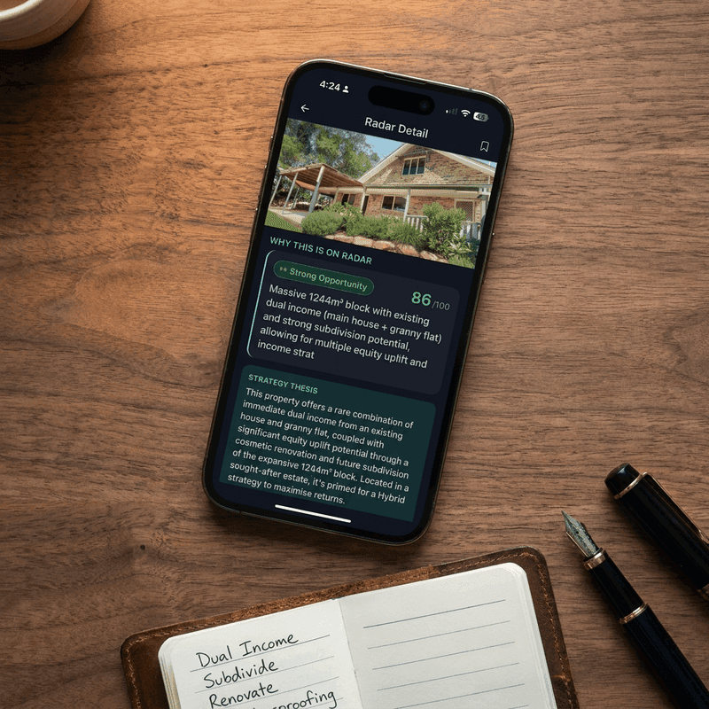 FlipPro AI Hot Opportunities card expanded showing the AI's thesis for why the property made the cut