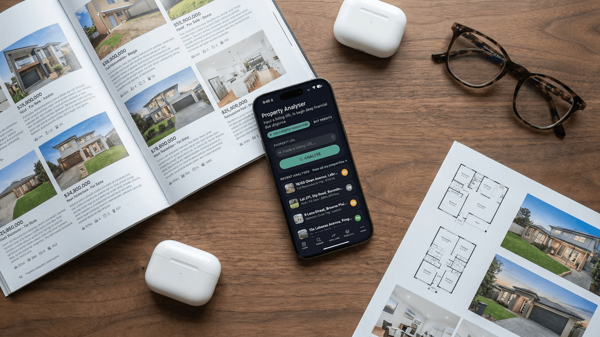 FlipPro AI URL Analyser with paste field at top and Recent Analyses list of past property URLs below